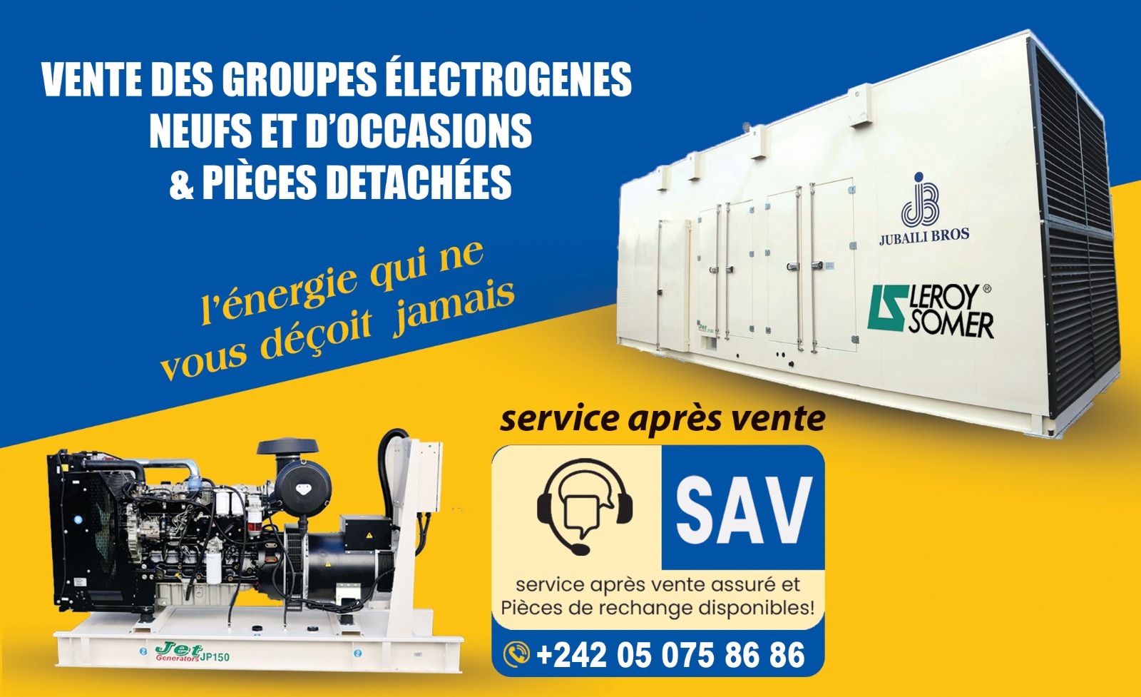 Vente de groupes électrogènes neufs et d'occasion